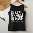 In April We Wear Blue Groovy Autism Awareness Women Tank Top Unique Gifts