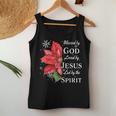 Blessed By God Loved By Jesus Christmas Poinsettia Women Tank Top Unique Gifts