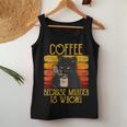 Coffee Because Murder Is Wrong Women's Cat Coffee Vintage Women Tank Top Personalized Gifts