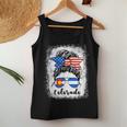 Colorado State Flag Sunglasses Mom Messy Bun Hair Girl Women Tank Top Unique Gifts
