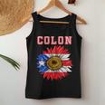 Custom Colon Surname Family Name Puerto Rico Flag Sunflower Women Tank Top Funny Gifts