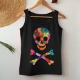 Flowered Skull And Crossbones Funky Jolly Roger Pirate Women Tank Top Unique Gifts