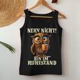 Owl With Coffee Nerv Nicht Bin Im Ruhestand Pensioner Tank Top Frauen Lustige Geschenke