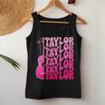 Girl Retro Taylor First Name Personalized Groovy 80'S Pink Women Tank Top Unique Gifts