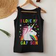 I Love My Gay Son Unicorn Rainbow Parent Of Gay Child Women Tank Top Unique Gifts
