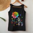 Love Needs No Words Autism Awareness Puzzle Sunflower Mom Women Tank Top Unique Gifts