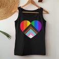 Progress Pride Rainbow Heart Lgbtq Gay Lesbian Trans Women Tank Top Unique Gifts