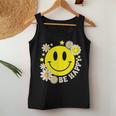 Retro Groovy Be Happy Smile Face Daisy Flower 70S Women Tank Top Funny Gifts