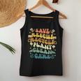 Retro Groovy Save Bees Rescue Animals Recycle Earth Day 2024 Women Tank Top Unique Gifts
