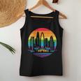 Retro Lgbt Rainbow Charlotte Skyline Lesbian Gay Pride Women Tank Top Unique Gifts