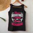 Never Underestimate A Woman Who Loves Kickboxing Kickboxer Women Tank Top Unique Gifts