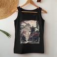 Vintage Japanese Flower Mountain View Landscape Graphic Women Tank Top Funny Gifts