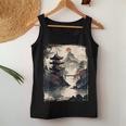 Vintage Japanese Flower Mountain View Landscape Graphic Women Tank Top Personalized Gifts