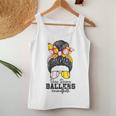 Busy Raising Ballers Softball Messy Bun Baseball Mom Women Tank Top Personalized Gifts