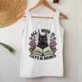 Cat And Books Lectura De Citas Divertidas Florales Y Amante De Los Gatos Camiseta sin mangas para mujer Regalos divertidos