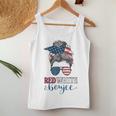 Red White & Boujee 4Th Of July Messy Bun American Flag Women Tank Top Unique Gifts