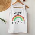 Heck Yeah Retro Style Rainbow Distressed Women Tank Top Unique Gifts