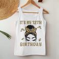It's My 12Th Birthday Leopard Messy Bun 12 Year Old Birthday Women Tank Top Personalized Gifts