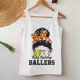 Messy Bun Mom Of Both Baseball Softball Busy Raising Ballers Women Tank Top Unique Gifts