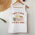 Retro Take A Look It's In A Book Rainbow Book Lover Teacher Women Tank Top Unique Gifts
