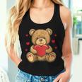 Adorable Osito De Peluche Con Corazón- Peluche De Amor Cuello Camiseta sin mangas para mujer Regalos para ella