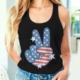 American Flag Peace Sign Hand 4Th Of July Women Women Tank Top Gifts for Her