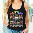 Autism Mom Raising Hero Messy Bun Autism Awareness Women Tank Top Gifts for Her