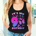 Birthday Girl 9 Year Old Butterfly Number 9 Women Tank Top Gifts for Her