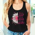 Blessed By God Loved By Jesus Pink Sunflower And Butterfly Women Tank Top Gifts for Her