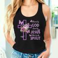 Blessed By God Saved By Jesus Purple Floral Cross Christian Women Tank Top Gifts for Her