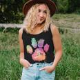 Cat Dog Paw Print Watercolor Rainbow Abstract Animal Lover Women Tank Top Gifts for Her