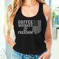 Coffee Whiskey And Freedom Vintage Rustic American Flag Women Tank Top Gifts for Her