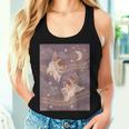 Cute Cat Purple Witchy Mushroom Pink Kawaii Crescent Moon Women Tank Top Gifts for Her