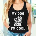 Damen Mein Hund Findet Mich Cool Yorkshire Terrier Papa Mama Familie Lustig Mit-Ausschnitt Tank Top Frauen Geschenke für Sie