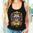 Dia De Los Muertos Sunflower Mexican Skull Skeleton Guitar Women Tank Top Gifts for Her