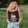 First Christmas As A Mom Santa Hat Red Plaid Buffalo Women Tank Top Gifts for Her