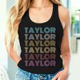 First Name Taylor Retro Personalized Groovy 80'S Women Tank Top Gifts for Her
