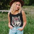 Floral Wolf Animal Cute Botanical Wolf Flowers Wolf Lovers Women Tank Top Gifts for Her