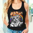 Graphic Rainbow Hotdog Ufos Cosmic Space Selfie Cat Women Tank Top Gifts for Her