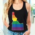 Gay Pride Flag Idaho State Map Rainbow Stripes Women Tank Top Gifts for Her