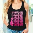 Girl Retro Taylor First Name Personalized Groovy 80'S Pink Women Tank Top Gifts for Her