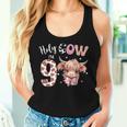 Holy Cow I'm 9 Highland Cow Print 9Th Birthday Girl Women Tank Top Gifts for Her