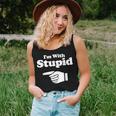 I'm With Stupid Pair Couple Brother Sister Women Tank Top Gifts for Her
