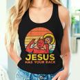 Jesús Tiene Su Espalda Jiu Jitsu Retro Christian Hombres Es Niños Camiseta sin mangas para mujer Regalos para ella