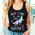 Just A Girl Who Loves Wolves Watercolor Cute Wolf Lover Women Tank Top Gifts for Her