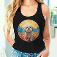 Lhasa Apso Puppy Dog Cute Flower Mountain Sunset Colorful Women Tank Top Gifts for Her