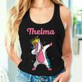 Thelma Name Personalized Birthday Dabbing Unicorn Queen Women Tank Top Gifts for Her