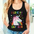 I Love My Gay Son Unicorn Rainbow Parent Of Gay Child Women Tank Top Gifts for Her