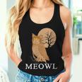 Meowl Cat Owl With Tree And Full Moon Women Tank Top Gifts for Her