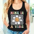 Nine Is A Vibe Cute Groovy 9Th Birthday Party Daisy Flower Women Tank Top Gifts for Her